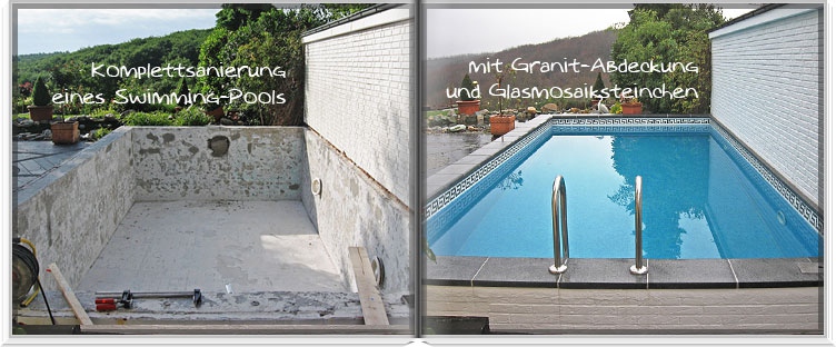 Swimming-Pool Granit & Glasmosaik-Steinchen